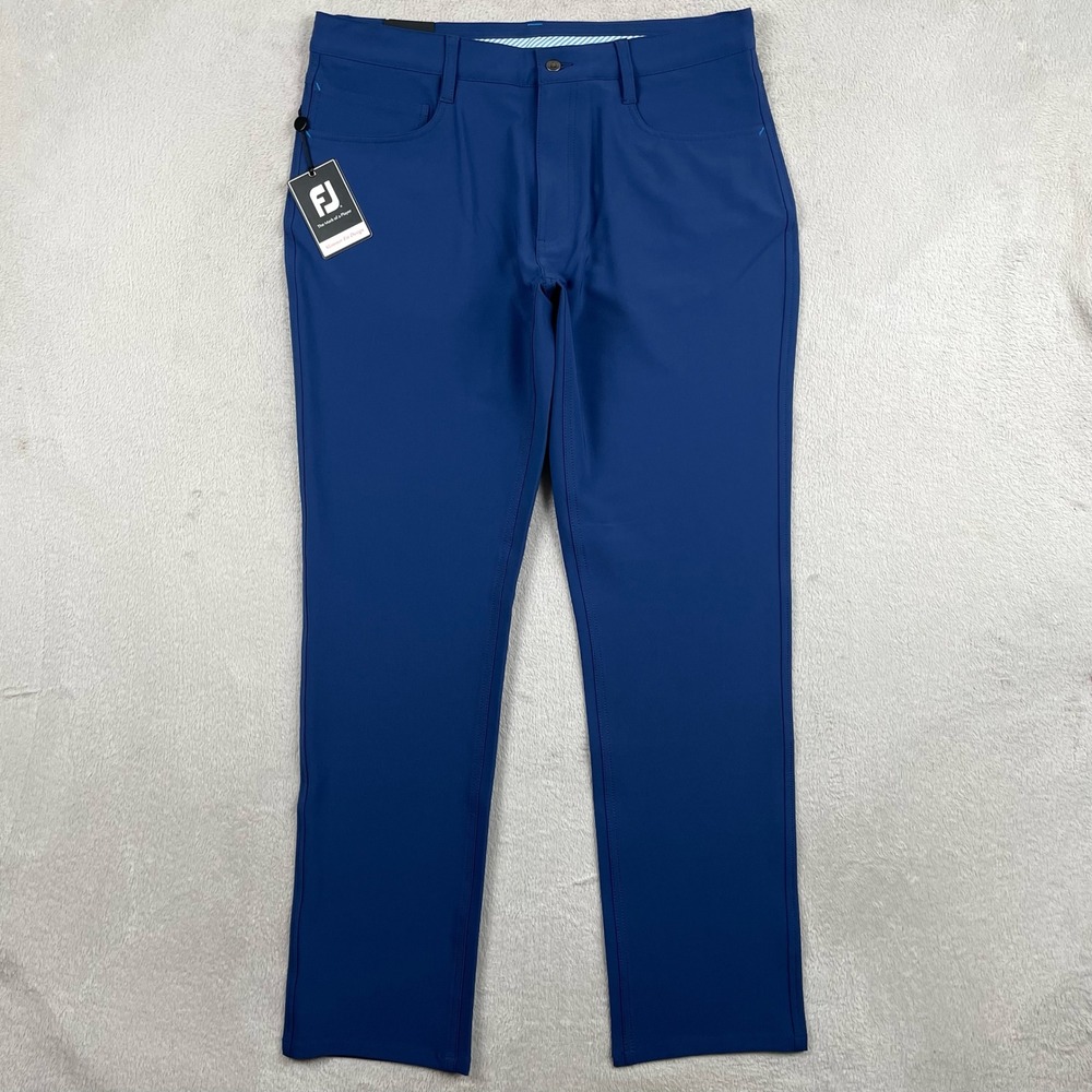 New FootJoy Athletic Fit Pants Mens 34x32 Blue Slim Fit Wicking Stretch Golf